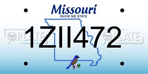 1ZII472 Missouri License Plate