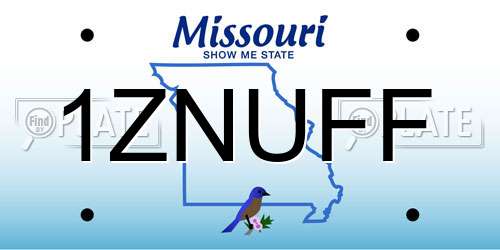 1ZNUFF Missouri License Plate