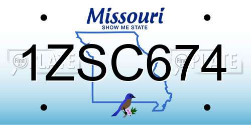 1ZSC674 Missouri License Plate