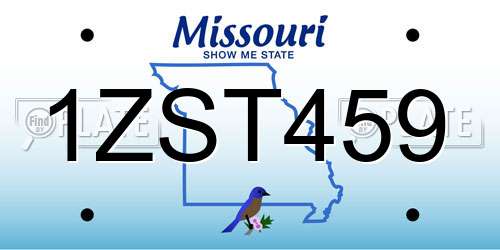 1ZST459 Missouri License Plate