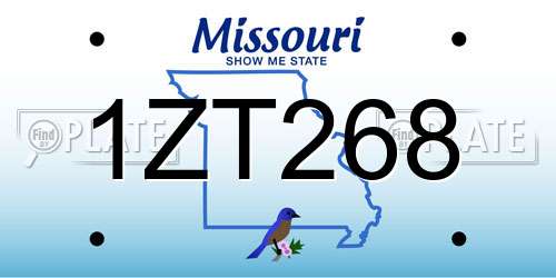 1ZT268 Missouri License Plate