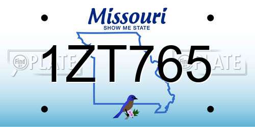 1ZT765 Missouri License Plate