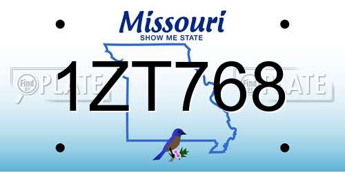 1ZT768 Missouri License Plate