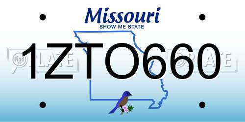1ZTO660 Missouri License Plate