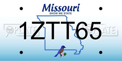 1ZTT65 Missouri License Plate