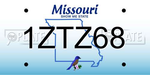 1ZTZ68 Missouri License Plate