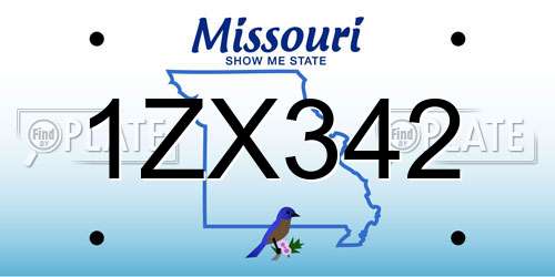 1ZX342 Missouri License Plate