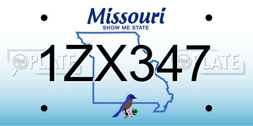 1ZX347 Missouri License Plate