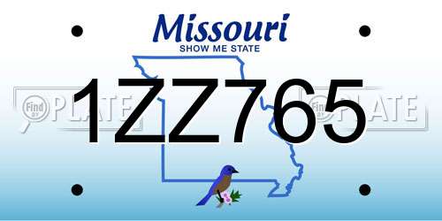1ZZ765 Missouri License Plate