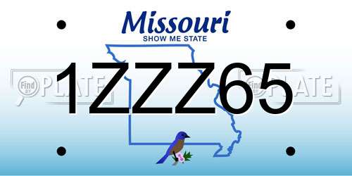1ZZZ65 Missouri License Plate