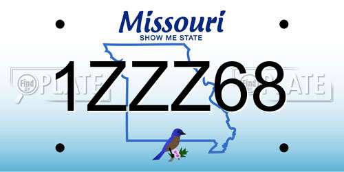 1ZZZ68 Missouri License Plate