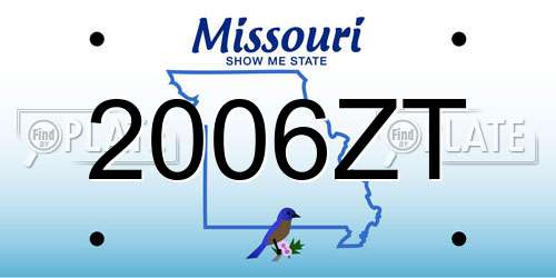2006ZT Missouri License Plate