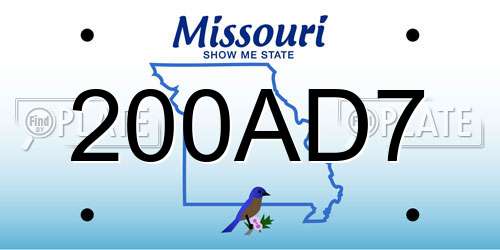 200AD7 Missouri License Plate