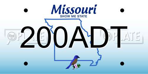 200ADT Missouri License Plate