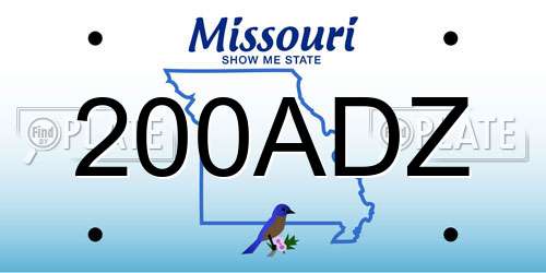 200ADZ Missouri License Plate