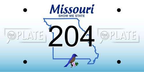 204 Missouri License Plate