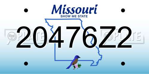 20476Z2 Missouri License Plate