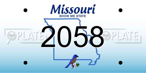 2058 Missouri License Plate
