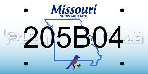 205B04 Missouri License Plate
