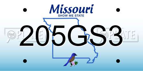 205GS3 Missouri License Plate