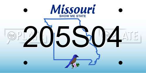 205S04 Missouri License Plate