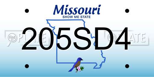 205SD4 Missouri License Plate