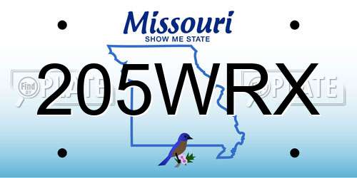 205WRX Missouri License Plate