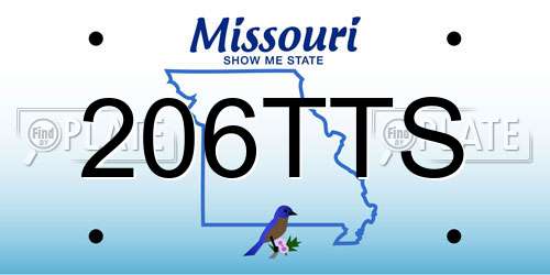 206TTS Missouri License Plate