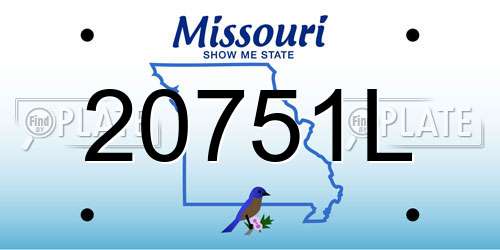 20751L Missouri License Plate