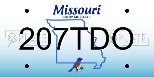207TDO Missouri License Plate