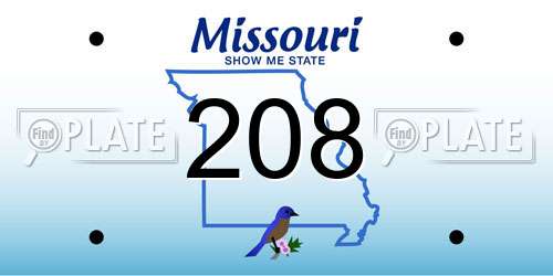 208 Missouri License Plate