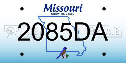 2085DA Missouri License Plate