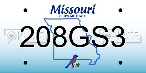 208GS3 Missouri License Plate
