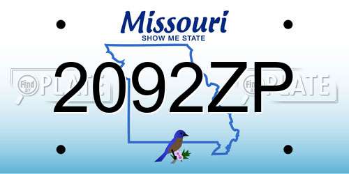 2092ZP Missouri License Plate