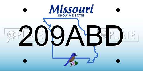 209ABD Missouri License Plate