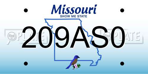 209AS0 Missouri License Plate