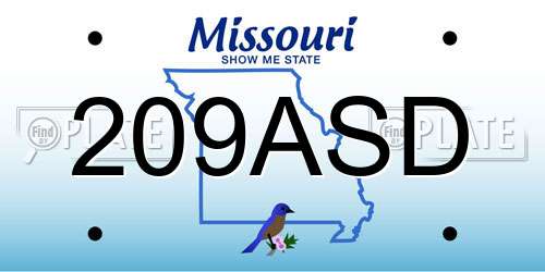 209ASD Missouri License Plate