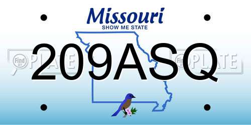 209ASQ Missouri License Plate