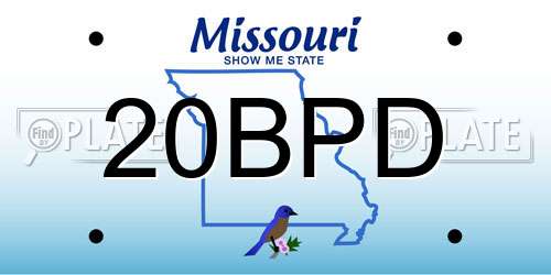 20BPD Missouri License Plate