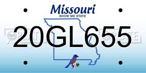 20GL655 Missouri License Plate