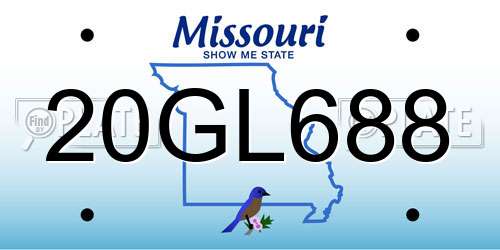 20GL688 Missouri License Plate