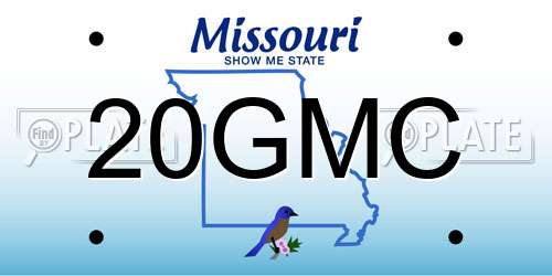 20GMC Missouri License Plate