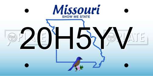 20H5YV Missouri License Plate