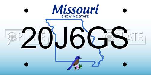 20J6GS Missouri License Plate