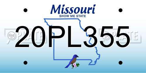 20PL355 Missouri License Plate