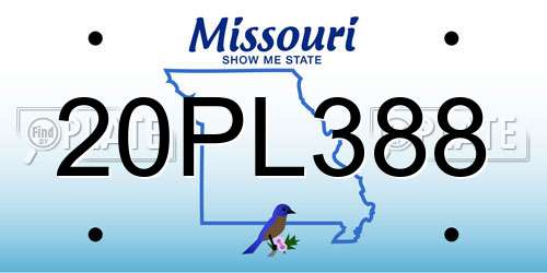 20PL388 Missouri License Plate