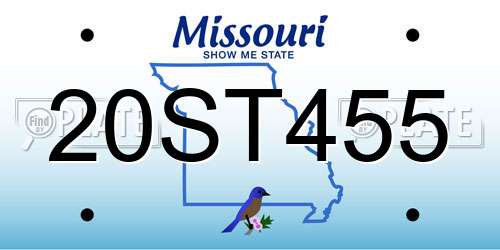 20ST455 Missouri License Plate