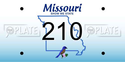 210 Missouri License Plate