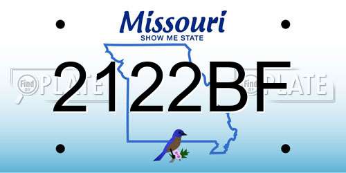 2122BF Missouri License Plate