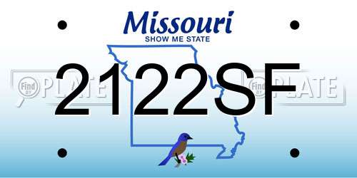 2122SF Missouri License Plate
